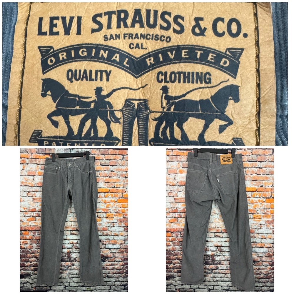 Levis 514 White Tab Corduroy Pants Men's 31x32 Gray Straight Cotton Blend